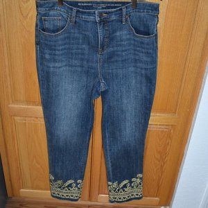 CHICOS So Slimming Blue Denim Girlfriend Slim Leg Ankle Jeans Size 2 Womens 12